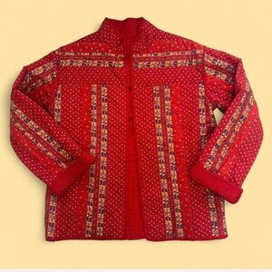 Handmade Red Flower Quilted Jacket